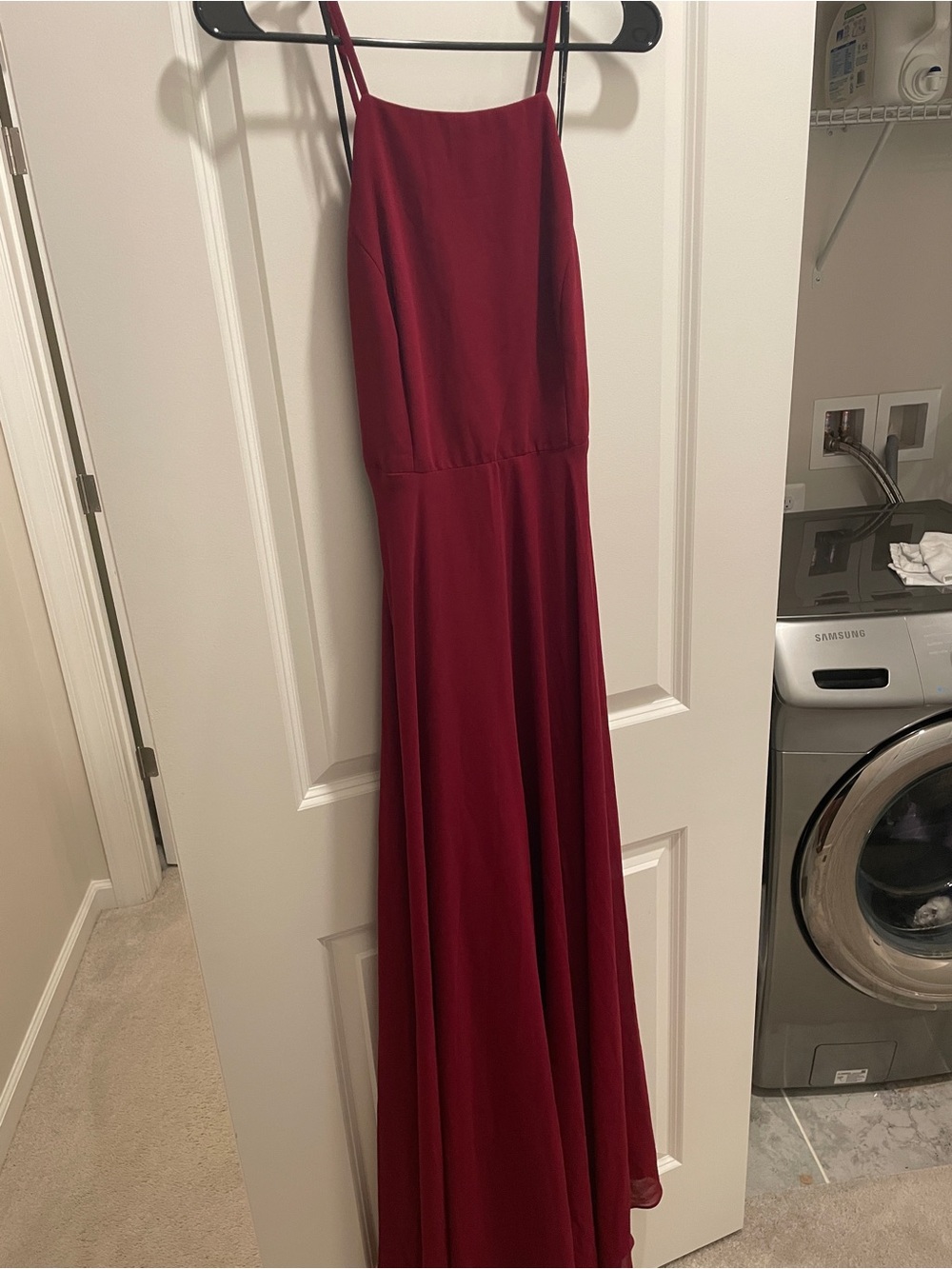 Lulu's Burgundy Spaghetti Strap Maxi Dress/Bridesmaid dress
